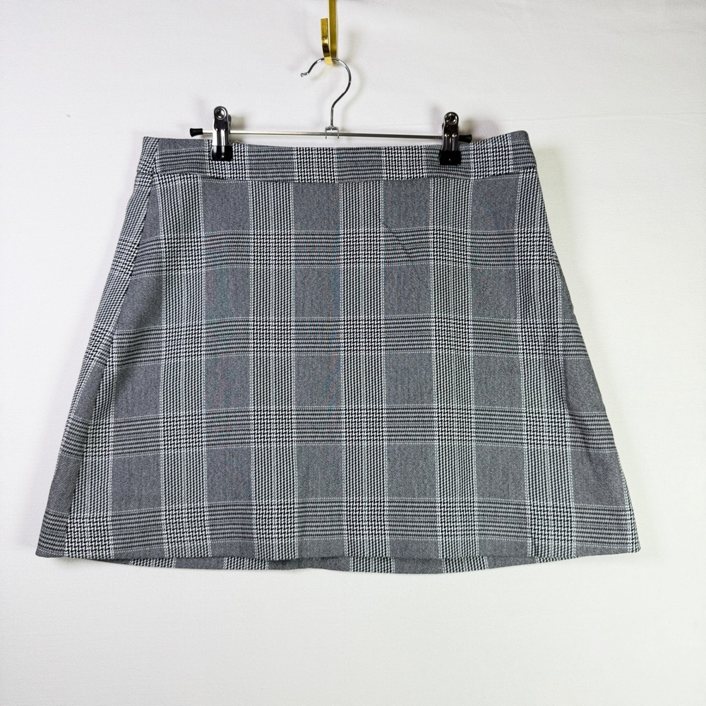 EXPRESS Grey Glen Plaid A-Line Mini Skirt Size 10